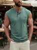 2026 Europeu e Americano transfronteiriço comércio exterior verão masculino novo casual com botões bolso manga curta sem mangas gola redonda colete