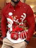 Patrón de estampado digital navideño para hombre, nuevo diseño transfronterizo europeo y americano, camisa polo de manga larga para hombre