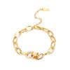 Pulsera de Diamantes de Lujo Ligero Simple de Estilo Europeo y Americano Transfronterizo para Mujer, Oro de 18k, Diseño Nicho, Personalizada, Acero de Titanio Color Inalterable