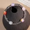Pulsera de Madera de Amatista Multicolor de Segunda Generación DIY Diseño de Nicho para Mujer Pulsera Versátil Cuentas de Madera Cuentas de Oración Wenwan