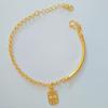 Pulsera Media Mate Chapada en Oro Latón Pulsera Colgante Fuzi Diseño para Mujer Pulsera Media Mate Esmerilada