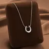 Comercio Exterior de Amazon Venta Caliente Collar de Acero de Titanio Temperamento Femenino Circonita Microincrustada Personalidad Cadena para Clavícula de Alto Sentido Colección Joyería