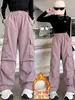 Pantalones Casuales Populares de Trabajo para Niñas de Otoño e Invierno, Estilo Hip-Hop Americano Elegante, Pantalones Largos Forrados de Polar para Niños Mayores