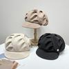 Sombrero de nube de otoño para mujer, sombrero octogonal plisado adelgazante para la cara, diario casual, estilo coreano, liso, de ala corta, boina