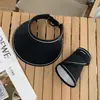 Sombrero de Sol de Paja Plegable de Verano para Mujer con Cubre Rostro, Sombrero de Copa Vacío, Sombrero de Sol de Goma Negra para Proteger del Sol, Sombrero de Sol para Ciclismo