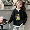 Blusa casual versátil de manga comprida para meninas, estilo waffle, falsa peça dupla, para primavera e outono, nova