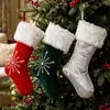 Calcetín de Navidad transfronterizo, bolsa grande de dulces, bolsa de regalo, colgante de decoración para árbol de Navidad en casa, calcetín de Navidad de copo de nieve de terciopelo
