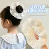 Scrunchies de encaje dulces y delicados para niños, ligas para el cabello extragrandes estilo coreano, perfectos para moños y colas de caballo de niñas pequeñas.