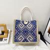 Bolso de Lona Estilo Étnico para Mujer Verano Nueva Moda Portátil para Salir Lonchera de Lino Bolsa de Almuerzo para Llevar en la Mano Bolsa de Mamá