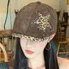 Boina con Estampado de Leopardo y Estrella Estilo Retro Milenio Chica Picante Moda Vanguardista Sombrero que Hace el Rostro Más Pequeño Estilo Otoño Invierno Boina de Pintor con Puntos para Mujer