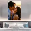 Beso Íntimo Pareja Sexy Ambiguo Pegatina de Cabecera Póster Decoración de Pared de Habitación de Hotel B&B Pintura Artística