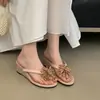 Primer Encuentro con las Chanclas de Verano Estilo Hada para Mujer, Adecuadas para Usar con Faldas, con Fuegos Artificiales y Pedrería, Tacón de Cuña, Estilo Chancla, Sandalias de Tacón Medio