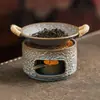 Estufa para tostar té con patrón de roca de fábrica, bandeja para tostar té, juego de té de cerámica, potenciador de aroma de té, estufa para calentar y tostar té calentada con vela