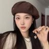 Boina Nueva Temporada Otoño e Invierno con Logo de Letra de Aspecto de Alta Gama, Versión Coreana para Mujer, Circunferencia de Cabeza Grande, Elegante para el Uso Diario, Sombrero de Artista