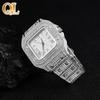 Relógio Masculino, Modelo Popular de Comércio Exterior, Formato Quadrado com Cravação Total de Diamantes, Relógio de Quartzo de Vidro Moderno e Mais Vendido Transfronteiriço, Relógio de Pulso Simples