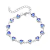 Pulseira Colorida de Coração Transfronteiriça para Mulheres, Doce Pulseira de Contas em Formato de Coração, Pulseira de Cristal de Diamante de Vidro Colorida de Doce