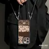 Funda floral vintage adecuada para Apple 17pm, iPhone 15 con cordón en las cuatro esquinas, 14 con soporte de espejo, 16 silicona, 18