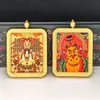 Colgante de doble cara Thangka de Relieve Estéreo Wuye de Dragón Pintura de Piedras Preciosas Hecha a Mano Thangkazaki Gran Sol Tathagata Dios Amarillo de la Riqueza