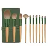 Set de brochas de maquillaje de 10 piezas color rosa verde transfronterizo, brocha para sombras de ojos, brocha para polvos, brocha para rubor, set completo de herramientas de belleza
