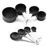 Kit de Utensílios de Cozinha para Assar de Aço Inoxidável com Cabo Colorido, Copo Medidor de Plástico, Colher Medidora, Conjunto de 8 Peças com Copo Medidor Graduado
