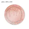 Nuevo mantel de fiesta de cumpleaños de diamante rosa para niña, boda, lentejuelas de diamante, arreglo desechable, traje de plato de cena para fiesta