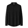 [10A Antibacteriana] Camisa clássica de outono/inverno para homens, resistente a rugas, de manga comprida, casual e adequada para o trabalho, design simples, top de infravermelho distante