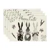Manteles de Pascua con Conejitos Transfronterizos Decoración de Mesa para Fiesta Navideña Manteles Individuales de Lino Estampado Transfronterizo Manteles Aislantes de Calor Venta al por Mayor