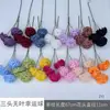Bola de la Suerte de Tres Cabezas Sin Hojas Bola de la Suerte Flor de Hibisco Arreglo Floral para Pasillo de Boda Flor de Seda Decoración de Hotel Flor Artificial