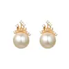 Brincos de Pérola Coroa Castelo dos Sonhos Colar Pingente Feminino Francês de Alto Padrão Brilho Leve Zircônio Microincrustado Brincos da Moda