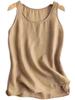 Camisola de Algodão e Linho Verão Feminino Novo Roupa Externa Solto plus size Moda Casual Elegante Sem Mangas Camisa Base Interna