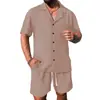 Conjunto Esportivo Casual Solto de Manga Curta e Shorts Cor Sólida com Gola Polo Respirável Masculino Europeu e Americano Transfronteiriço AliExpress