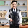 Chaleco cárdigan de punto para hombre de comercio exterior, chaleco de punto cálido ajustado para otoño e invierno, estilo de hombre 420