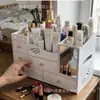 Caja de maquillaje de escritorio transfronteriza, espejo de maquillaje, caja de almacenamiento multifuncional para cosméticos y productos de cuidado de la piel, caja organizadora multicapa