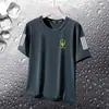 Camiseta deportiva de manga corta fina de seda de hielo para hombre, secado rápido, verano, holgada, para fitness, entrenamiento, running, camiseta de exterior