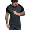 Nova Nova T-shirt Casual Esportiva Masculina para Todas as Estações Fina Slim-fit Moda T-shirt com Combinação de Cores