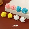 Aretes Redondos de Flor de Cúmulo de Perlas de Arroz Aguja de Plata Moda Versátil para Viajar Pendientes Retro Pendientes Simples de Lujo Ligero para Mujer
