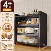 Prateleira de Armazenamento de Chão para Cozinha, Armário de Armazenamento Multifuncional Doméstico, Armário de Armazenamento Multifacetado Montado na Parede à Prova de Poeira, Armário Lateral para Forno de Micro-ondas