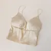 Sujetador sin costuras de seda de morera 100% fina, top tipo tubo anti-exposición, camisola corta, prenda interior de verano para mujer
