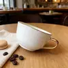 Caneca de Café Cerâmica Pintada em Ouro Branco Puro Transfronteiriça, Caneca de Café Cerâmica Criativa para Chá da Tarde com Impressão de Logotipo Personalizado