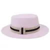 Sombrero Plano de Estilo Retro Británico para Hombres y Mujeres, Moda de Primavera y Otoño para Damas, Sombrero Cálido de Lana con Ala Ancha Grande