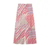 Conjunto de duas peças para mulheres: top vermelho com amarração nas costas e calça pantalona listrada, adequado para férias na praia, vestuário feminino cross-border em estoque