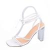 Sandalias de tacón de cristal con tiras cruzadas para mujer, zapatos de tacón alto sexys, de moda, para pasarela, comercio transfronterizo europeo y americano