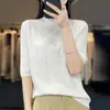 Manga Tres Cuartos 2025 Base Corto Otoño e Invierno Árbol Patrón Hoyo Manga Media Elegante Nuevo Mujer Ajustado Tejido Superior Transfronterizo