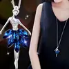 Estilo Coreano Moda Outono e Inverno Corrente de Lã de Cristal Feminina Elegante Simples Franja Longa Pingente Colar Acessórios de Pingente para Roupas