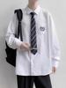Dk Uniform Camisa Blanca Pura para Hombre Manga Larga Manga Corta Corbata Estudiantes Japoneses Casual Combinable Camisa JK Ropa de Clase Parte Superior