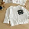 Camiseta Infantil de Manga Comprida Outono Meninos Estilo Japonês Floral Letra t Bebê Elegante Camiseta Básica Infantil Top Transfronteiriço