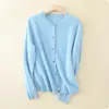 Cardigan Retro de Punto Retorcido Suave y Amigable con la Piel para Bebé, Cuello Redondo, Chaqueta de Punto de Cachemir Puro de Color Sólido para Mujer, Manga Larga