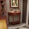 Gabinete Estrecho para Entrada de Madera Maciza Estilo Americano 30cm Mesa Redonda a Media Luna para Vestíbulo Estilo Lujo Ligero Gabinete de Vestíbulo Montado en Pared Mesa Auxiliar