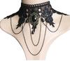 Hot Selling europeu e americano colar largo colar de renda preta vestido banquete exagerado borla multi-camada pingente joias pingente de cristal