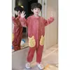 Pijama de una pieza para niños, Otoño e Invierno, Franela Engrosada Anti-Patada Cálido Coral Fleece, para Niños Medianos y Grandes, Ropa de Casa para Niñas